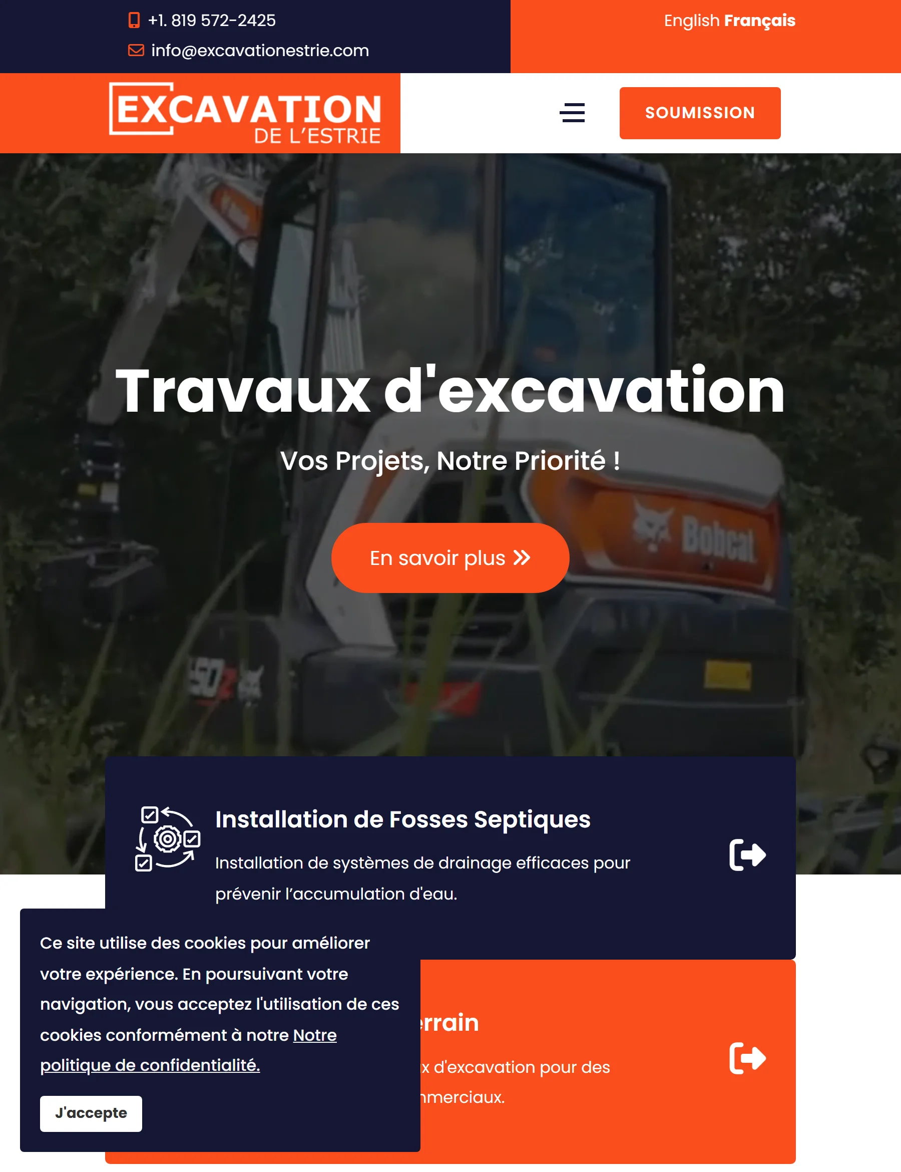 Aperçu du site Excavation Estrie