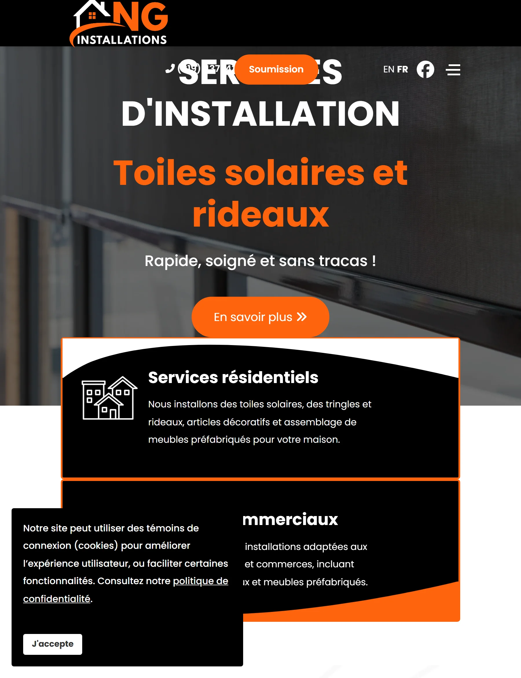 Aperçu du site NG Installations