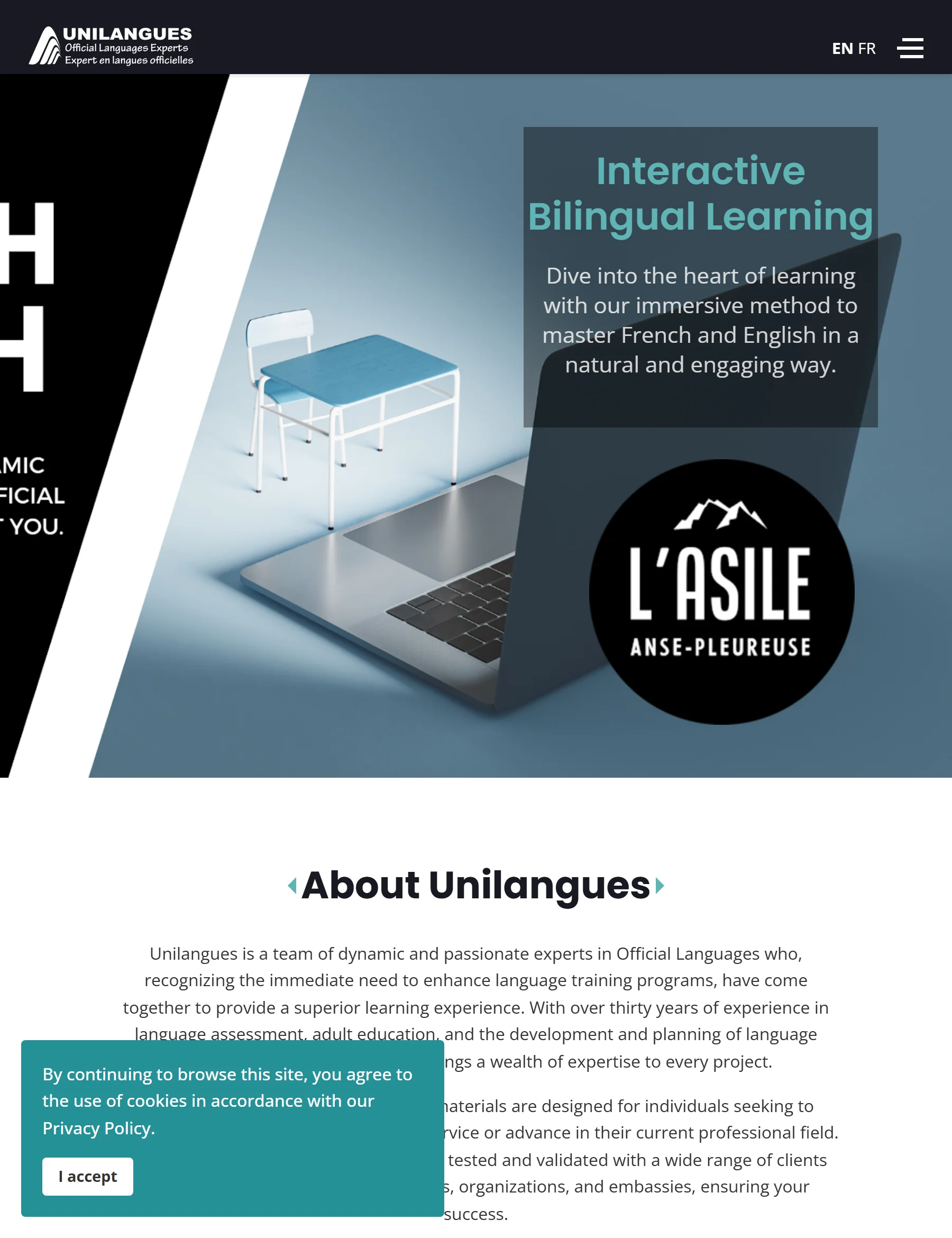 Aperçu du site Unilangues