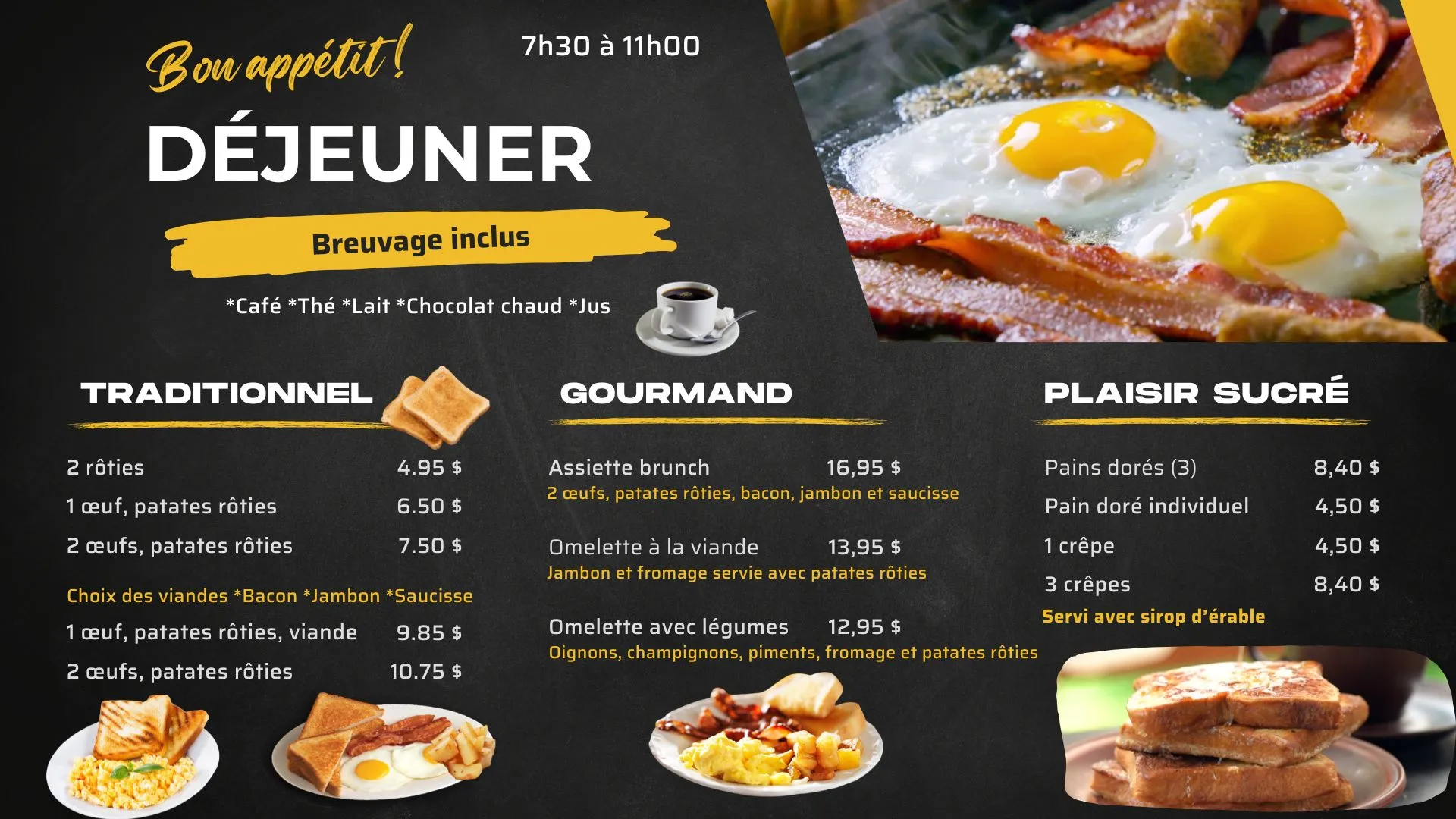 Menu numérique : Déjeuner P'tit Plaisir